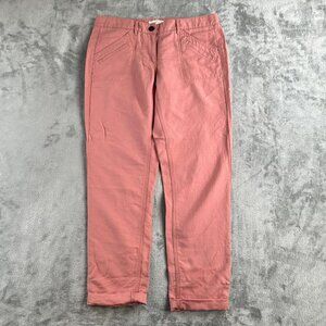 LOFT Linen Cotton Stretch Chino Cropped Pants Mauve Pink Lightweight Size 2